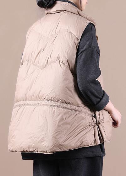 WW | Casual Women's Parka Coats Khaki Stand-Up Collar Zipper Down Jacket