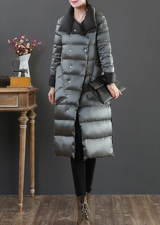 WW | Kleidung Winterjacke Mäntel silber grau Stehkragen Taschen Daunenjacke Damen