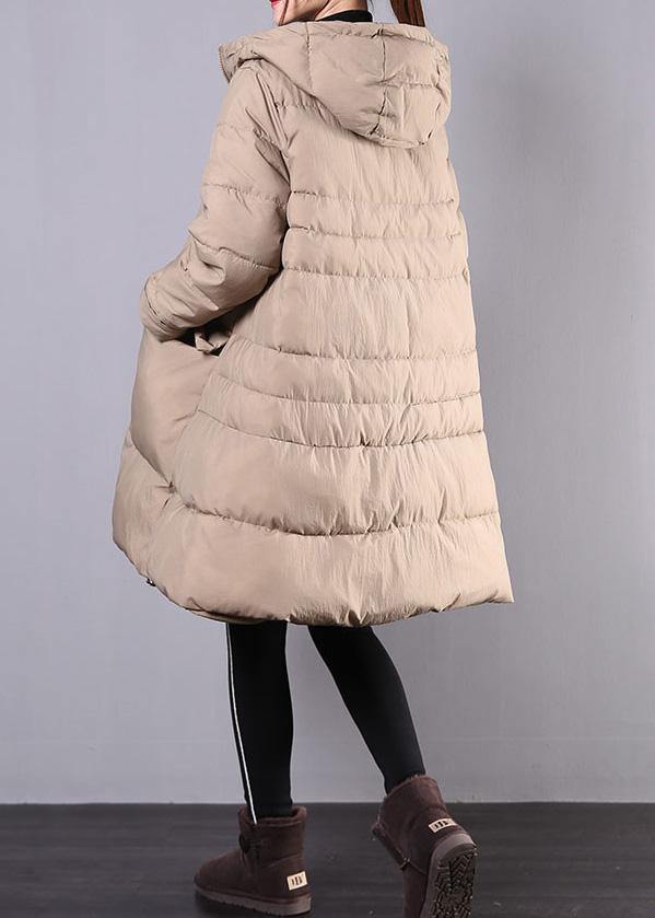 WW | Khaki Winter Coats Casual Hooded Zipper Snow Jackets Winter Coats