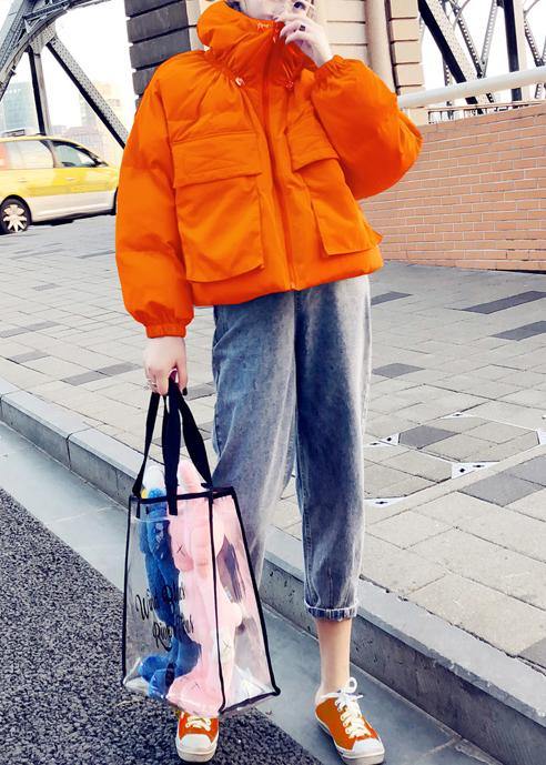 WW | orange Entendaunenmantel Plus Size Damenparka Stehkragen Große Taschen feine Mäntel