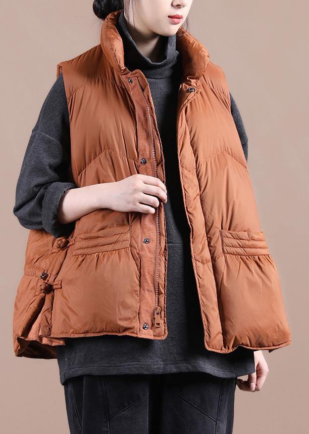 WW | Oversized Schnee Jacken Übermantel orange Stehkragen mit Reißverschluss warmer Wintermantel