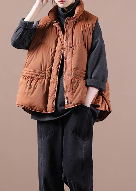 WW | Oversized Snow Jackets Overcoat Orange Stand-Up Collar with Zipper Warm Winter Coat