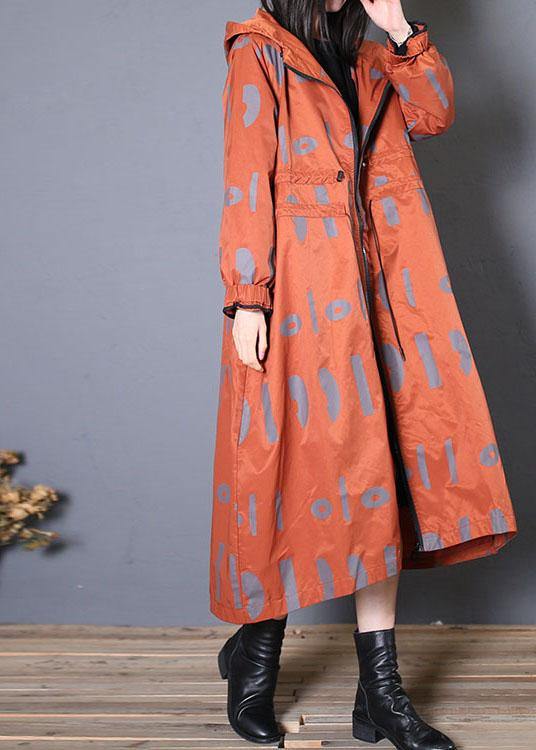 WW | oversized Jacken & Mäntel rote Drucke Kapuzenmantel