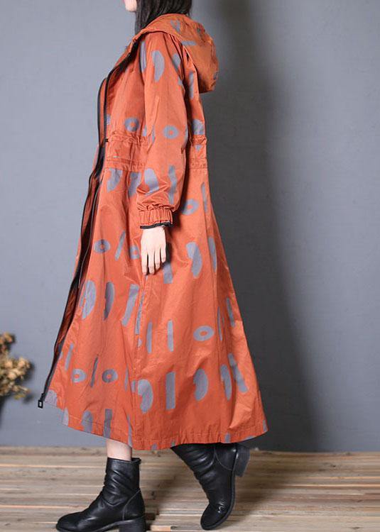 WW | Oversized Jackets & Coats Red Prints Hooded Coat
