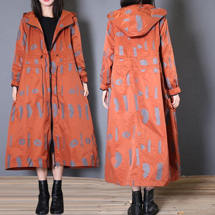 WW | oversized Jacken & Mäntel rote Drucke Kapuzenmantel