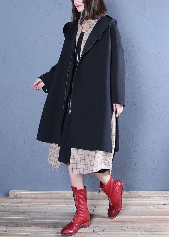 WW | Oversized mid-length black coat with hood Coats