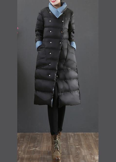 WW | Plus-Size-Bekleidung Schneejacken Jacken Schwarz Stehkragen Taschen Daunenmantel Winter