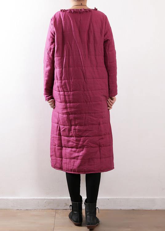 WW | Plus-Size Clothing Winter Jacket Chinese Button Winter Coats Rose Side Open Casual Outfit