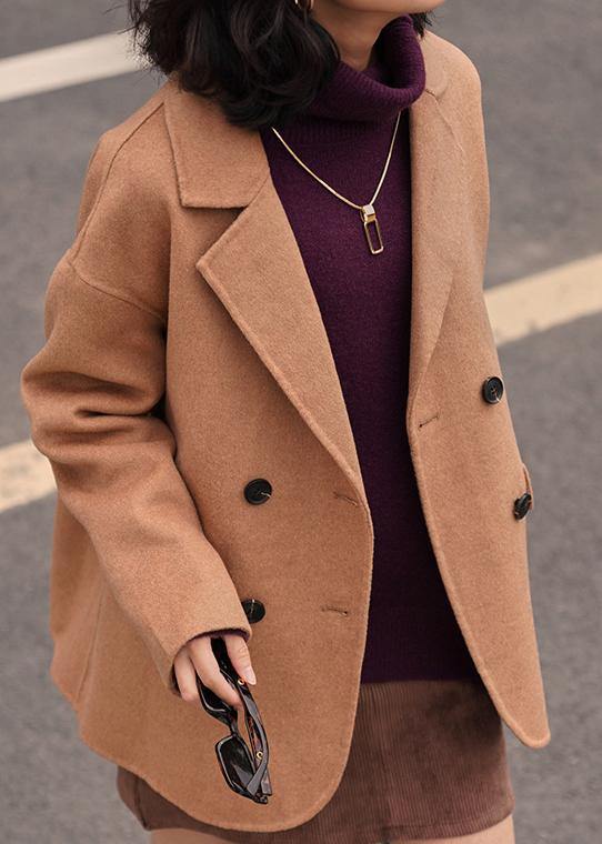 WW | Plus-Size-Wintermantel Damen Mäntel Khaki Mit Ausschnitt Rücken Offen Wollmäntel