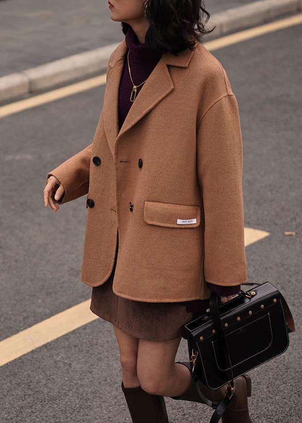 WW | Plus-Size-Wintermantel Damen Mäntel Khaki Mit Ausschnitt Rücken Offen Wollmäntel