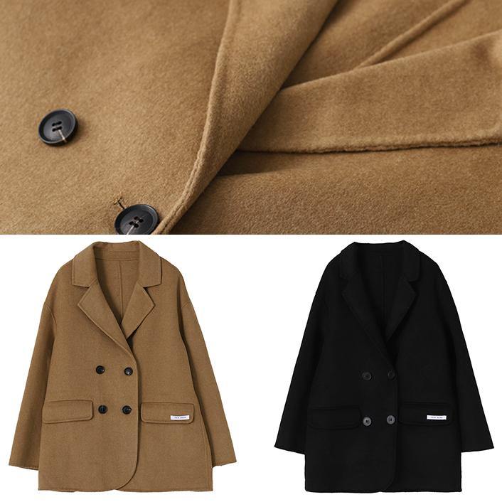 WW | Plus Size Women's Winter Coat Khaki Open Back Wool Coat