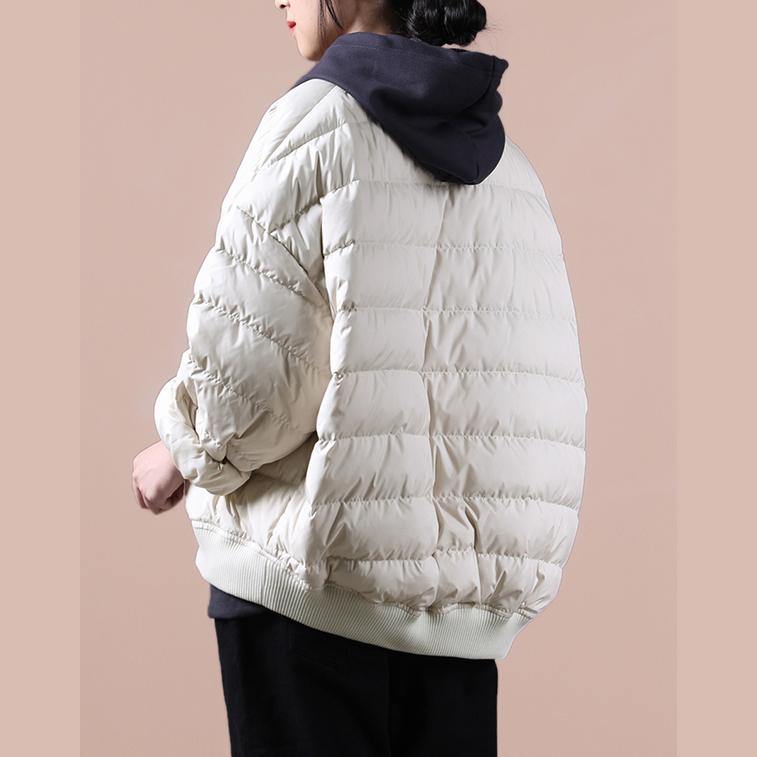 WW | Plus Size Winter Jackets Coats Beige Large Pockets Down Jacket Women
