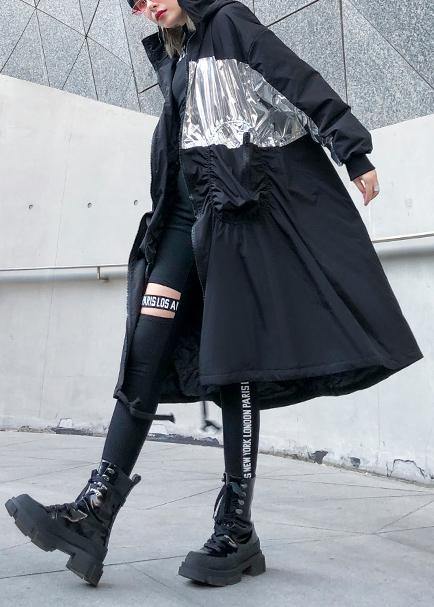 WW | trendige Plus-Size Mäntel Outdoor schwarz Kapuze mit Kordelzug Winter Parkas
