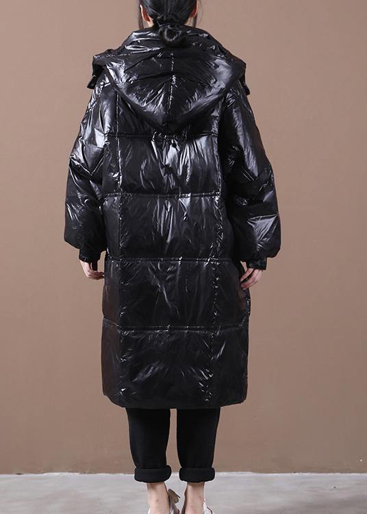 WW | trendige Plus-Size Damen Parka Mäntel schwarz mit Kapuze Taschen mit Reißverschluss abwärts Mäntel