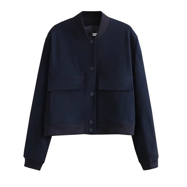 WW | Plus Size Button-Front Bomber Jacket