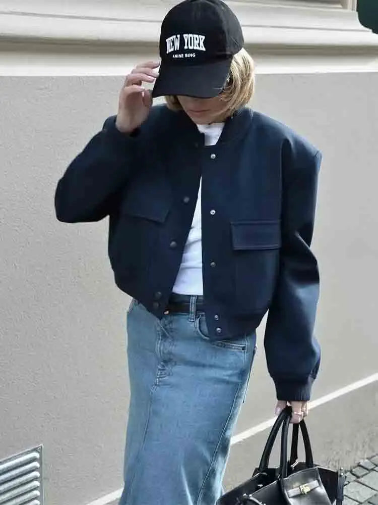 WW | Plus Size Button-Front Bomber Jacket