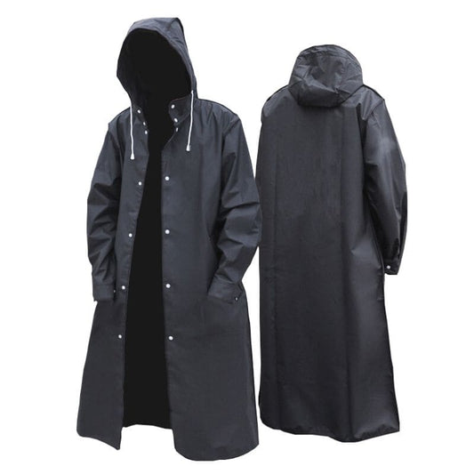 WW | Lange Wasserdichte Jacke in Tief Schwarz