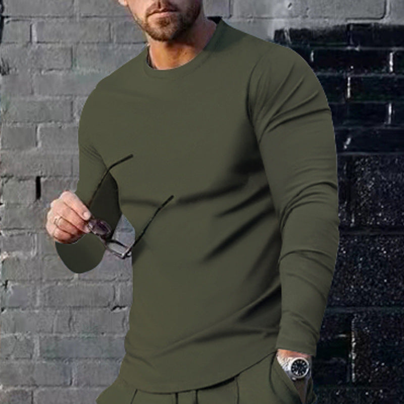 Men's long-sleeved T-shirt with a fashionable cut and high-quality cotton blend WW