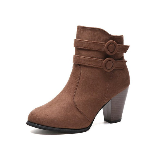 Damen Ankle-Boots mit dekorativen Riemen und elegantem Absatz W&W