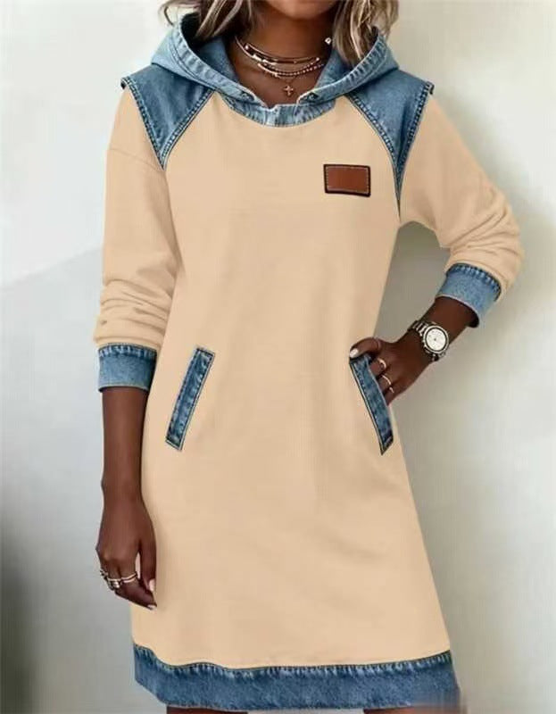 WW | Fashion Denim Patchwork V-neck