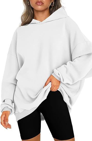 Damen oversized Kapuzenpullover mit seitlichen Schlitzen WW