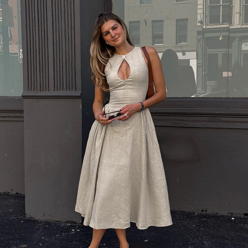 Damen Midi-Kleid mit schickem Schlüsselaugen-Ausschnitt und elegantem Rock W&W