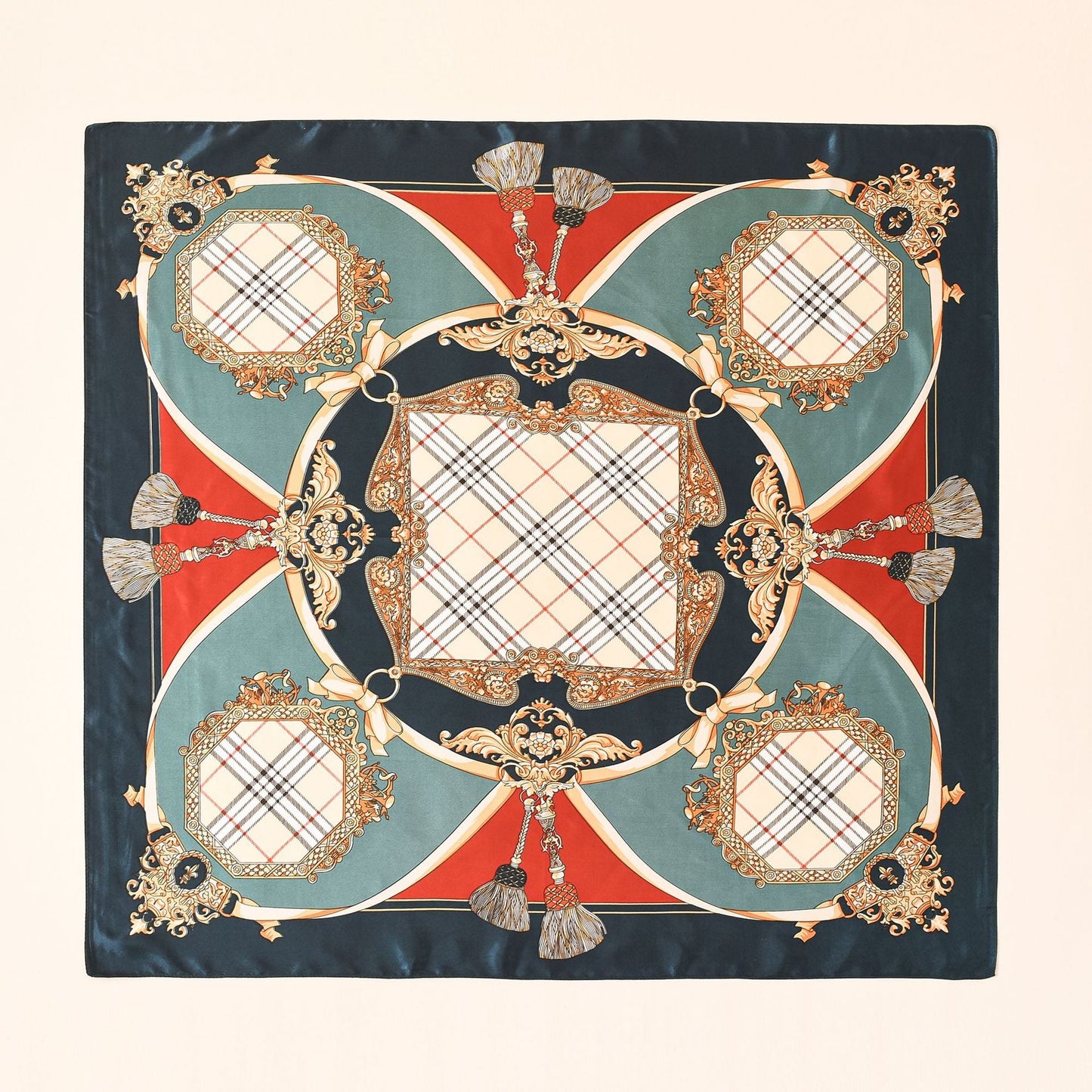 Damen Seidenschal mit kunstvollem Barockmuster und luxuriösem Glanz WW