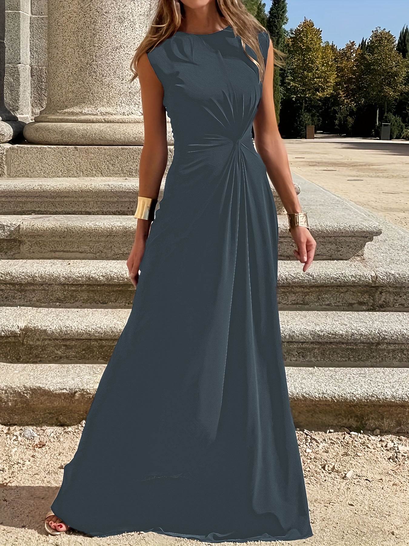 Damen Maxikleid mit elegantem Wickeldesign und figurschmeichelndem Schnitt WW