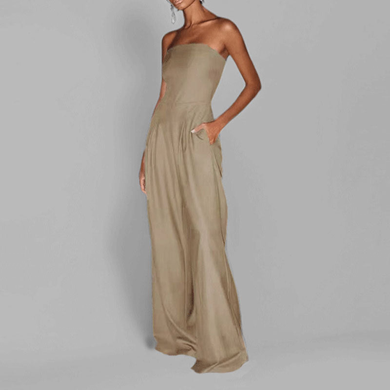Damen Jumpsuit mit elegantem schulterfreiem Design und weitem Bein WW