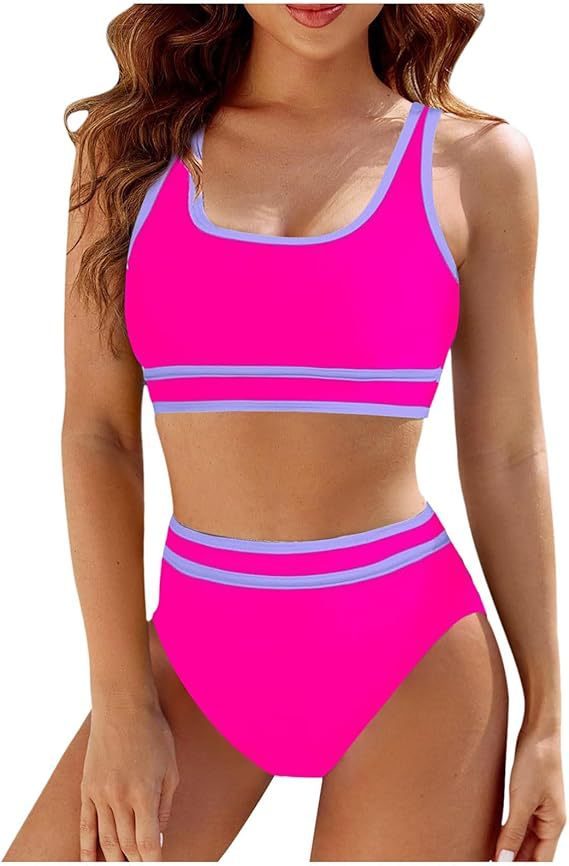 Damen Sportliches Bikini-Set mit Hochbund und komfortablem Oberteil WW