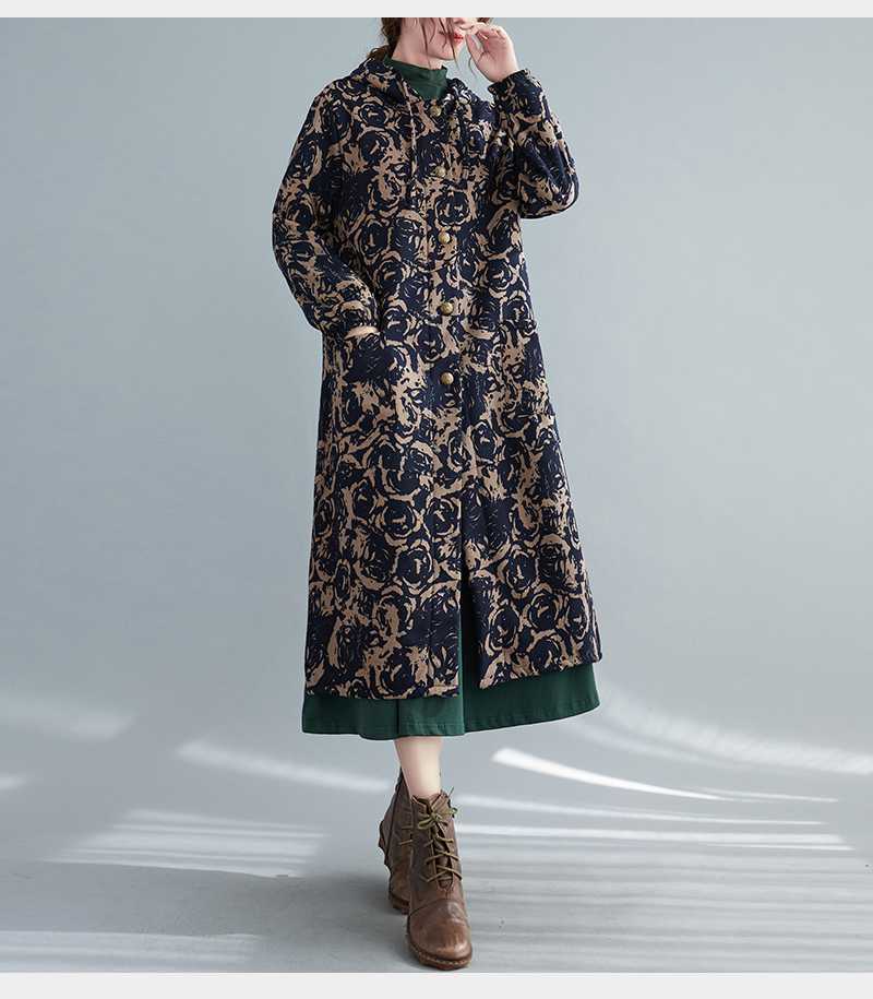 WW | Steppmantel - Vintage-inspirierter Druck - Lange Wärme - Winterlage