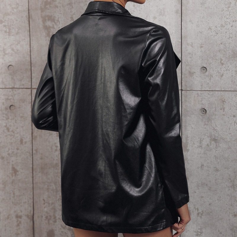 WW | Leder Blazer Jacke - Elegant & Kühn - Offene Vorderseite - Schickes Herbst & Winter Layering