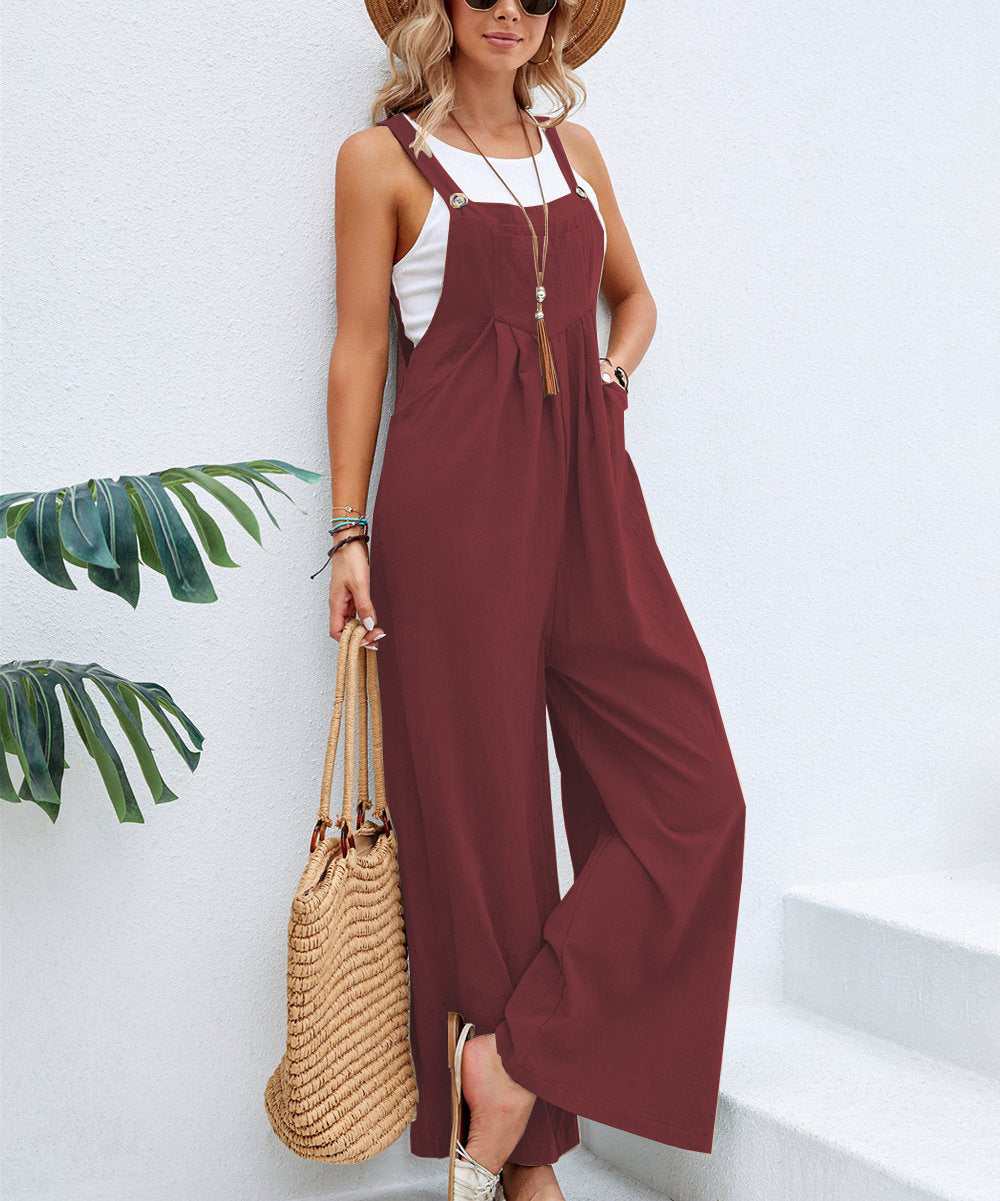WW | Solid Color Women's Casual Jumpsuits Long Pants