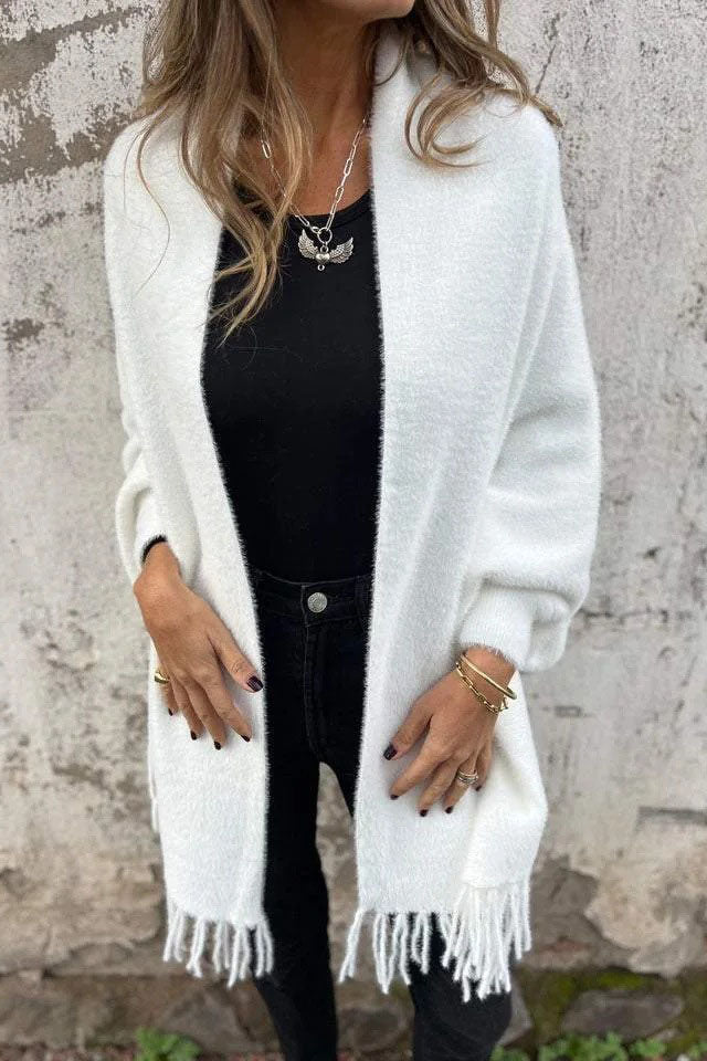 WW Knitted Plush Tassel Scarf
