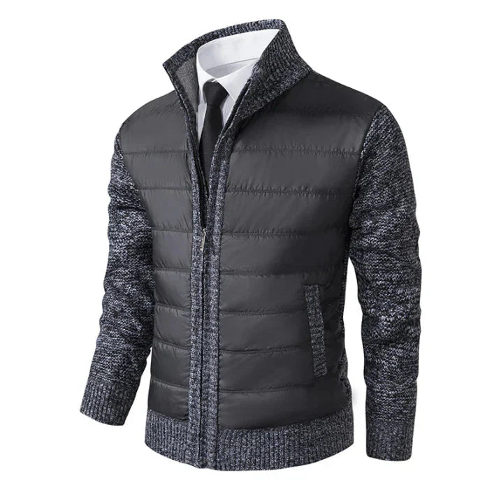 WW | Men's Winter Quilted Jacket with Ribbed Cuffs and Smooth Finish