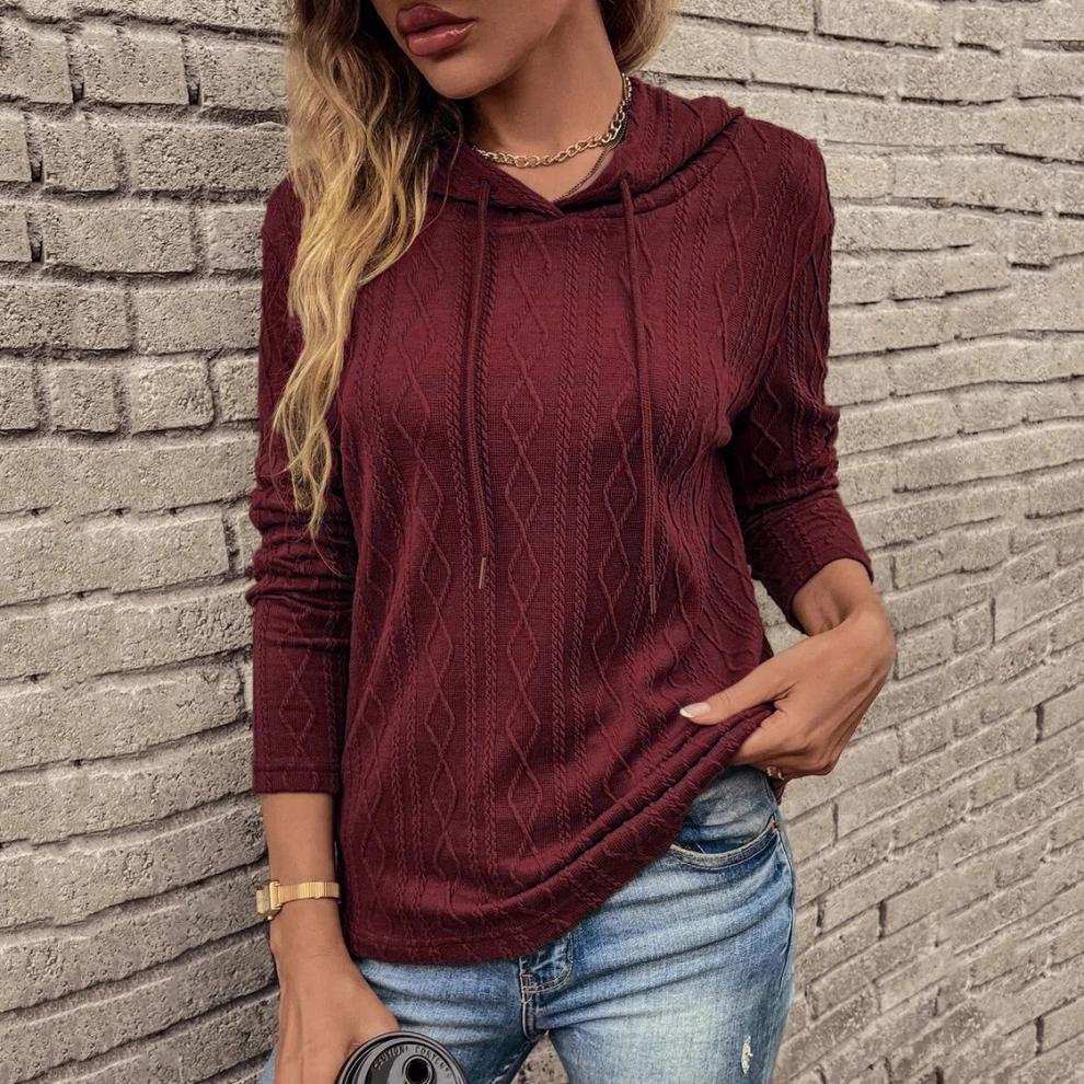WW Schnürung langärmliger Jacquard Kapuzenpullover