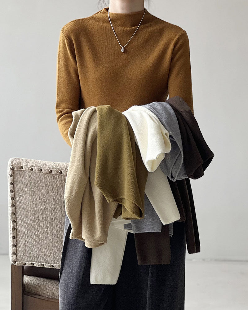 WW Halbturtleneck gebürsteter Soft-Touch-Pullover