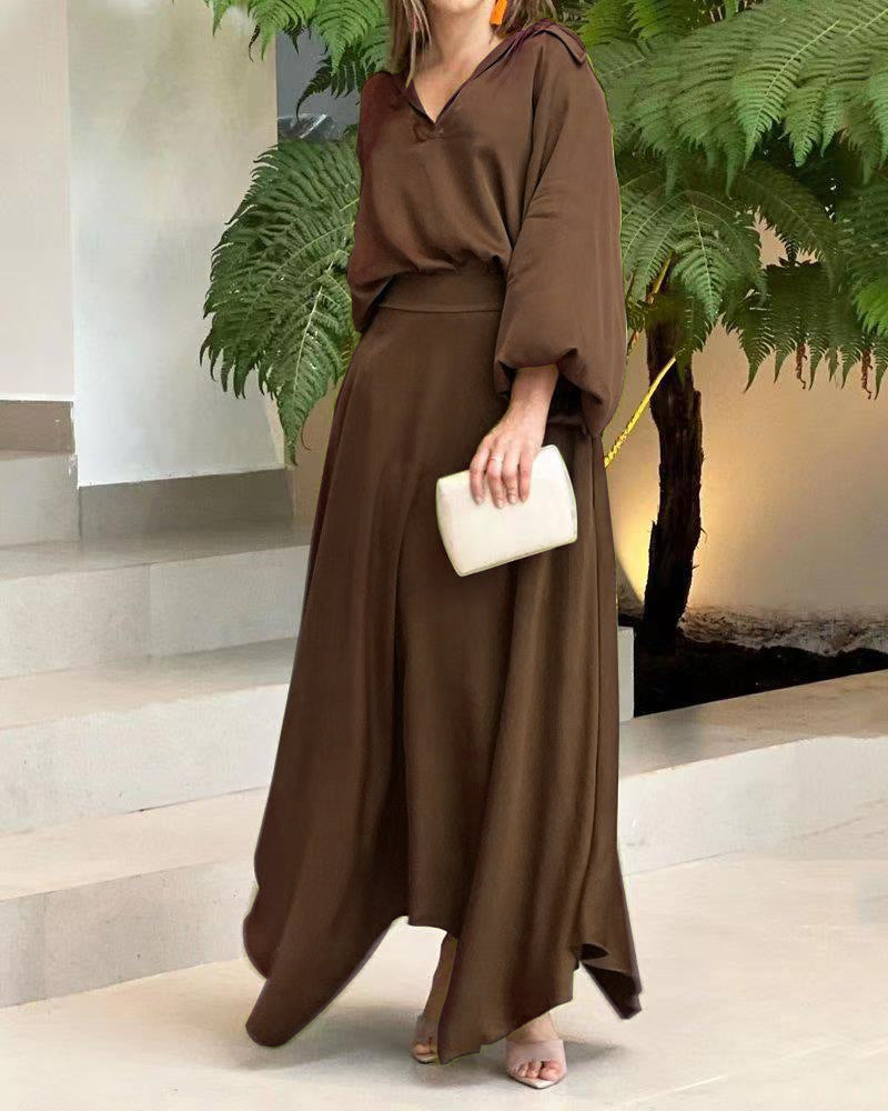Damen Maxikleid mit weitem Schnitt und eleganten Ärmeln WW
