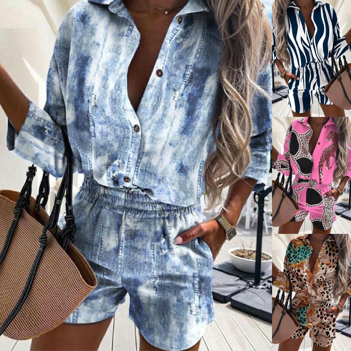 Damen Kurzarm-Jumpsuit mit schickem Zebra-Design und elastischem Bund WW