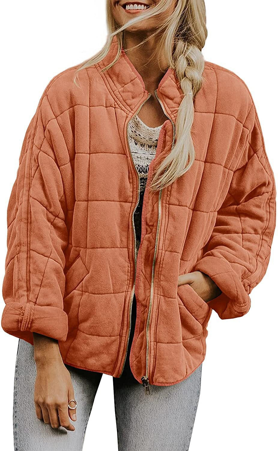 Women's Quilted Hooded Jacket with Zipper and Pockets WW