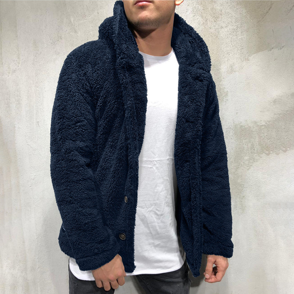 WW | Jacke mit Kapuze aus Plüschfleece, lockere Passform, Knopfleiste vorne