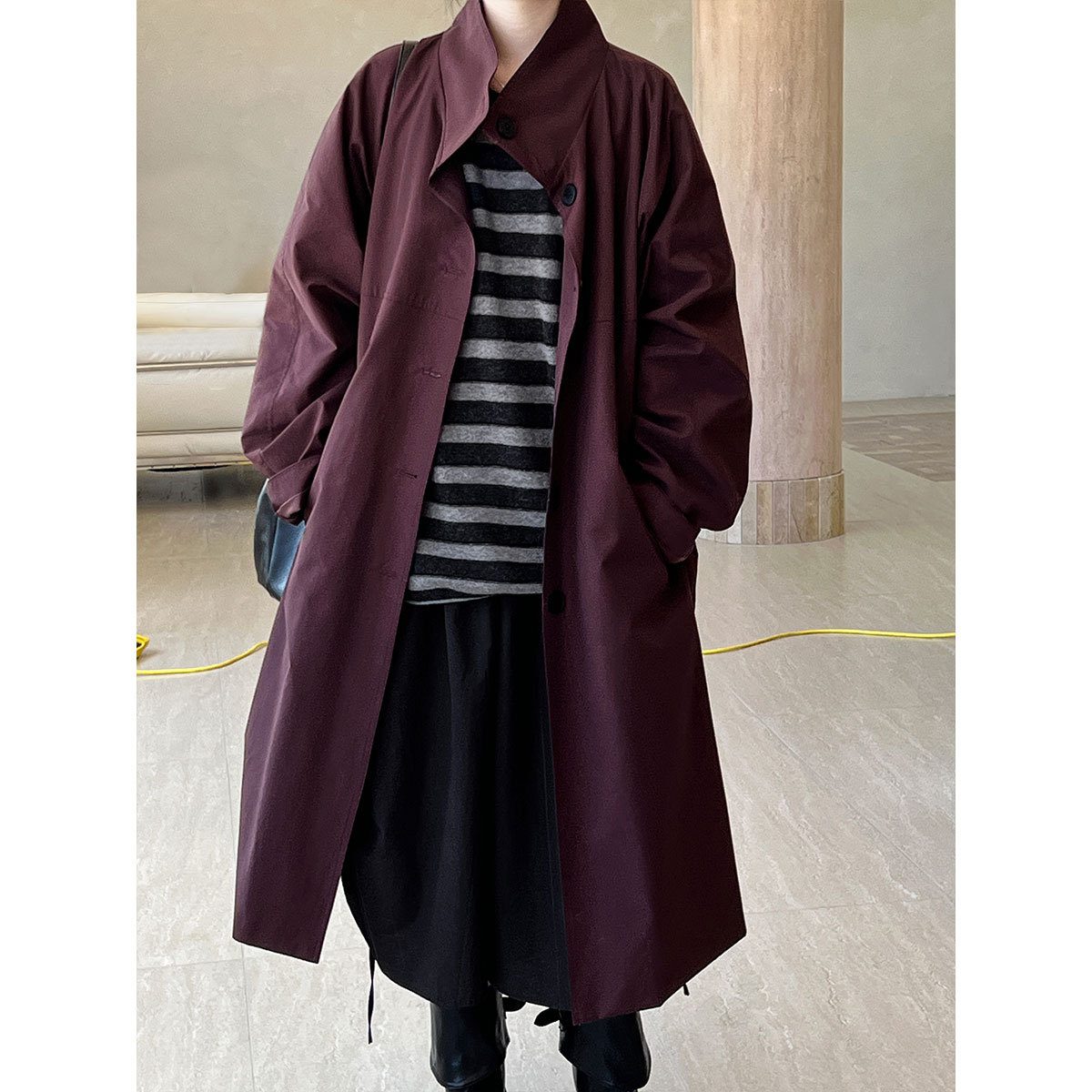 WW | langer Trenchcoat - Minimalistisch & Entspanntes Fit - Offenes Vorderdesign - Herbst & Winter Oberbekleidung