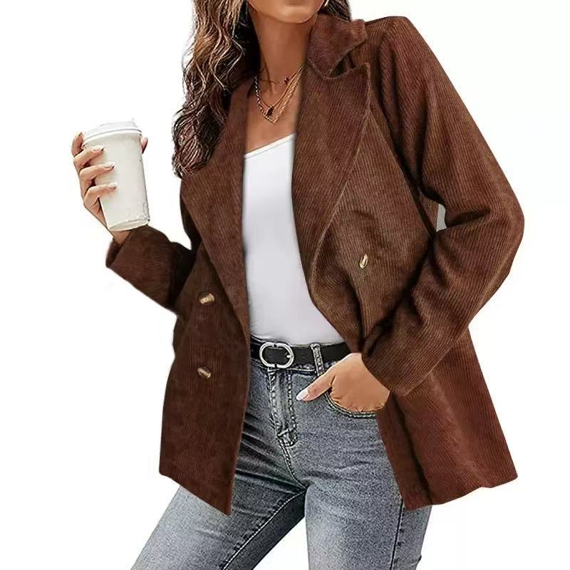 Damen Modernes Cordblazer mit lässigem Schnitt und praktischen Taschen WW