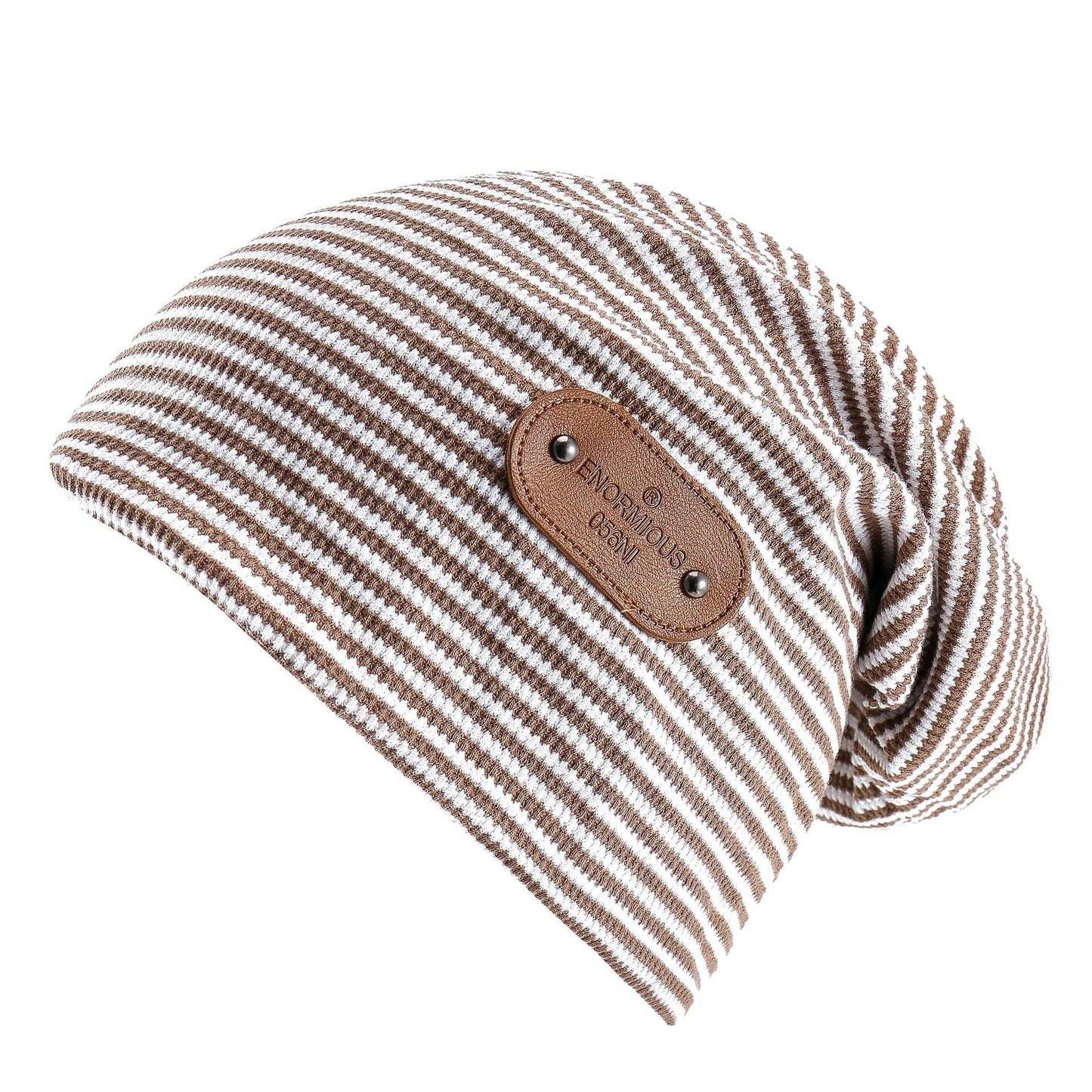 Damen Beanie-Mütze aus weich gestricktem Material mit modischem Streifenmuster WW