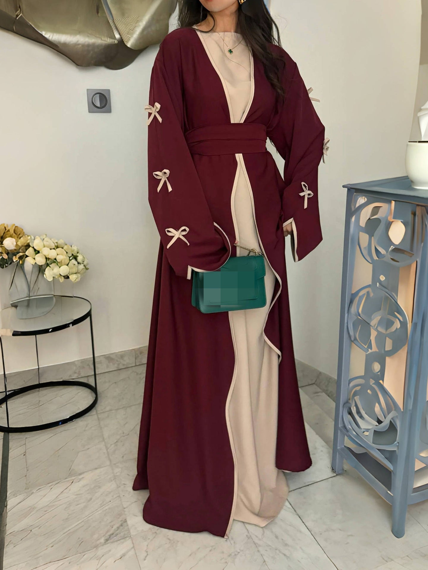 Women's Maxi Dress with Elegant Bow Details and Flowing Cut WW