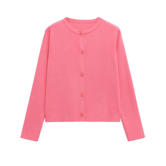 Damen Strickjacke mit knöpfbarem Design und elegantem Rundhalsausschnitt W&W