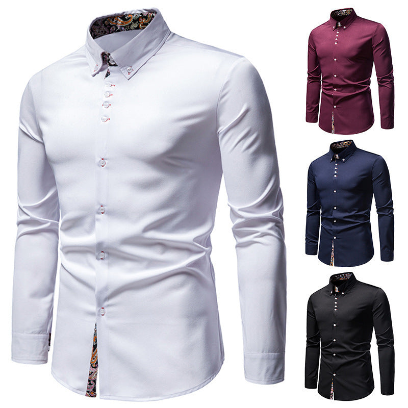 Herren Langarmhemd mit modernem Paisley-Muster und exklusiven Details WW