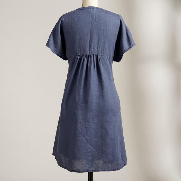 Damen Freizeitkleid mit lockerer Passform und modischem V-Ausschnitt WW