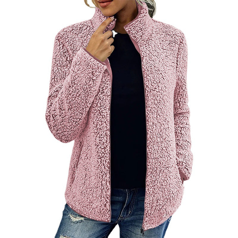 WW | Damen Fluffy Fleece Jacke Hoher Kragen