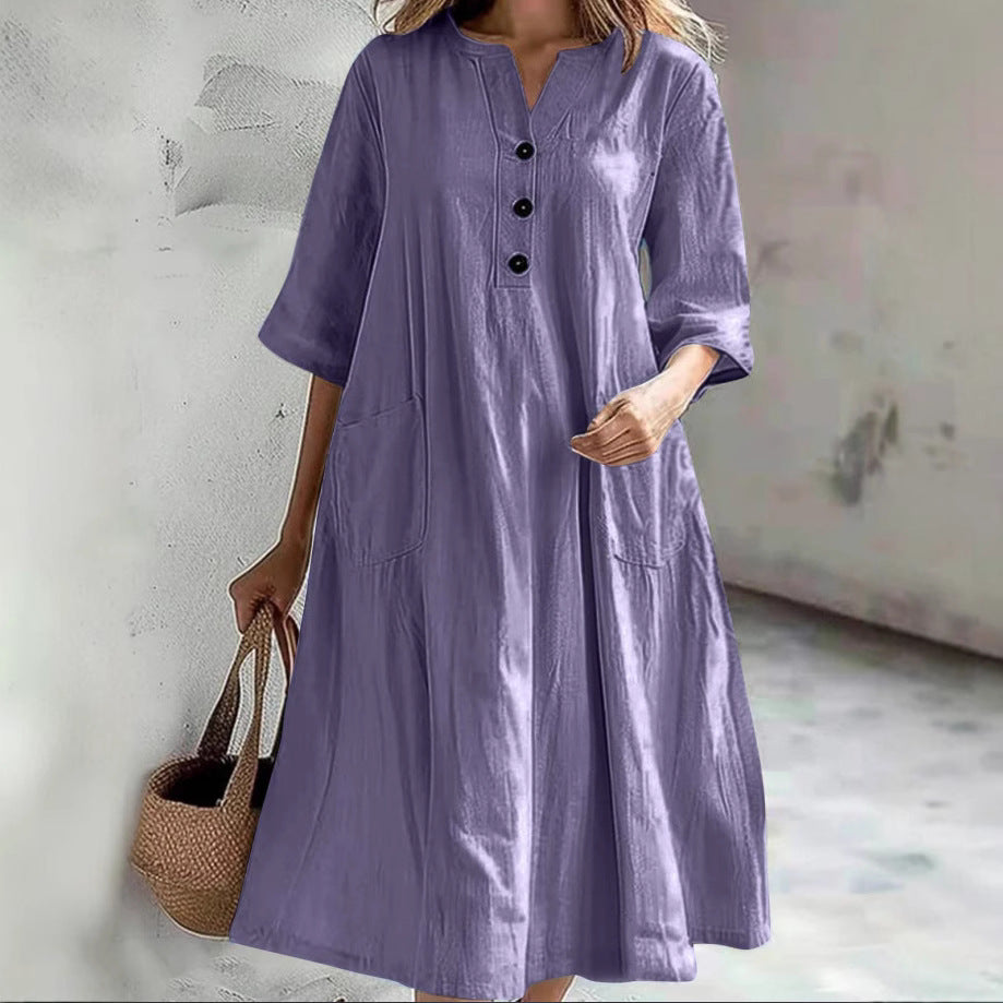 Damen lässiges Strandkleid mit praktischen Taschen WW